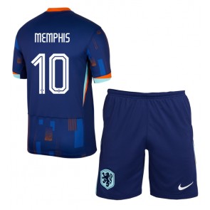 Holandsko Memphis Depay #10 Dětské Venkovní dres komplet ME 2024 Krátký Rukáv (+ trenýrky)